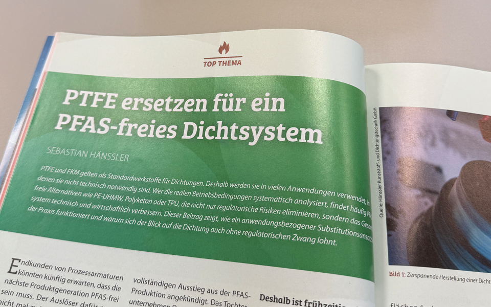 Fachartikel in der IAD: PTFE ersetzen für ein PFAS-freies Dichtsystem